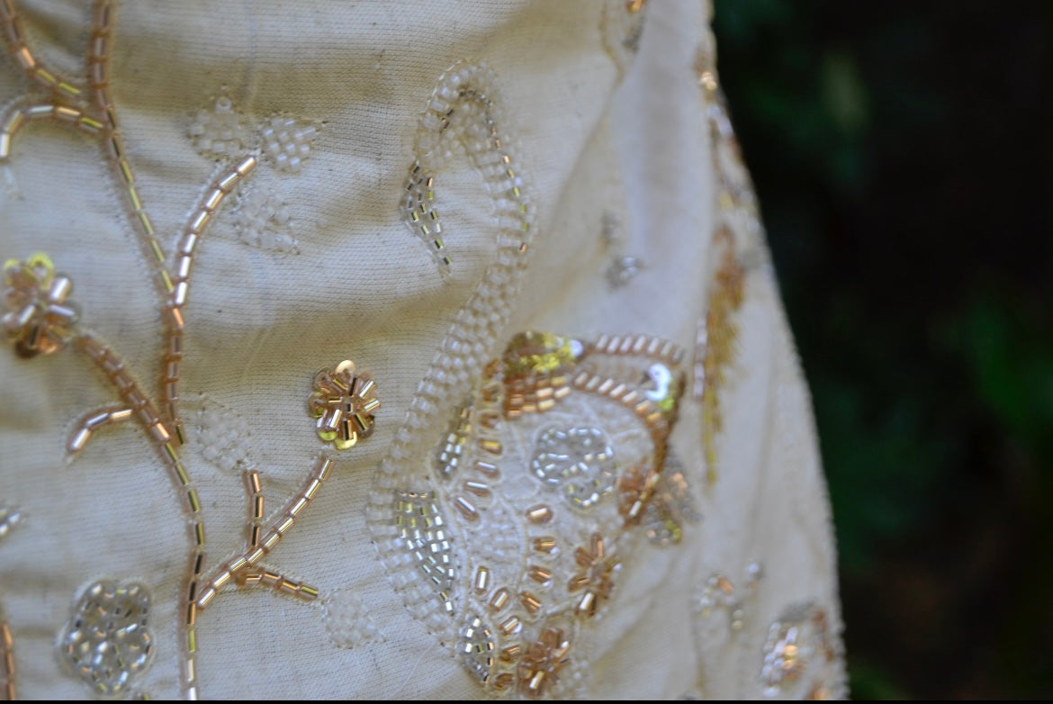 Flamingos rose gold embroidered Skirt