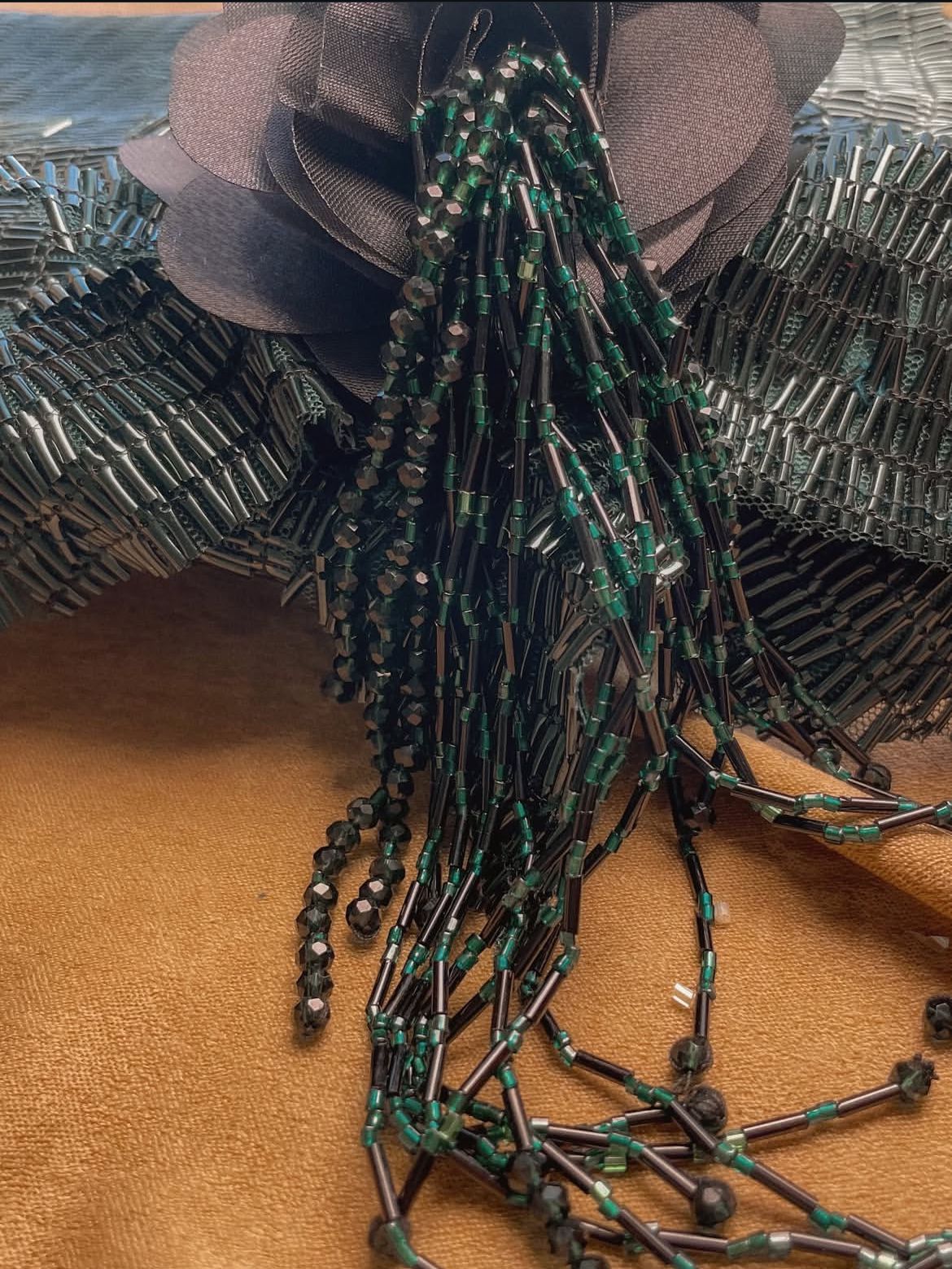 Emerald green sequined corset