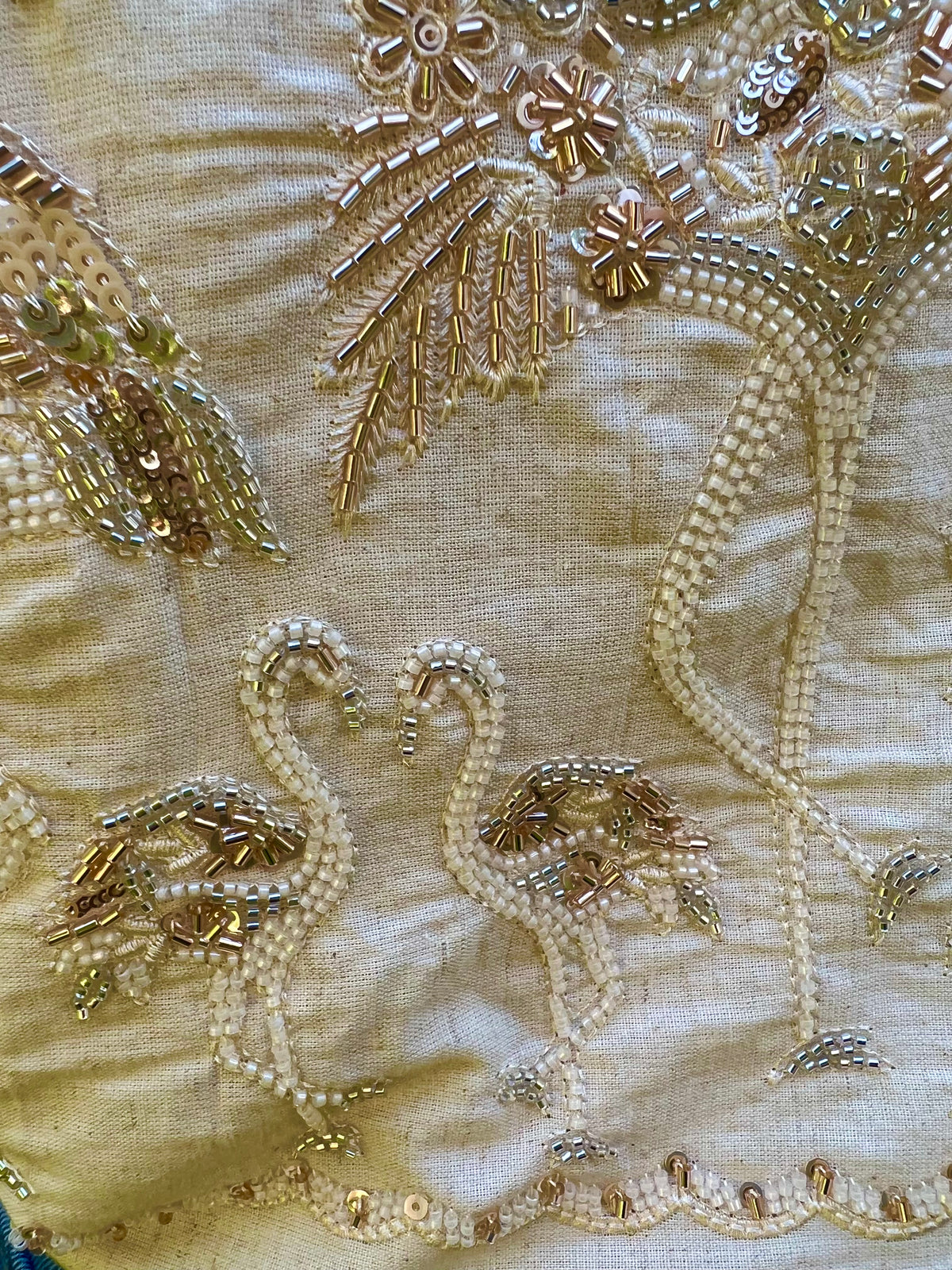 Flamingos rose gold embroidered Skirt