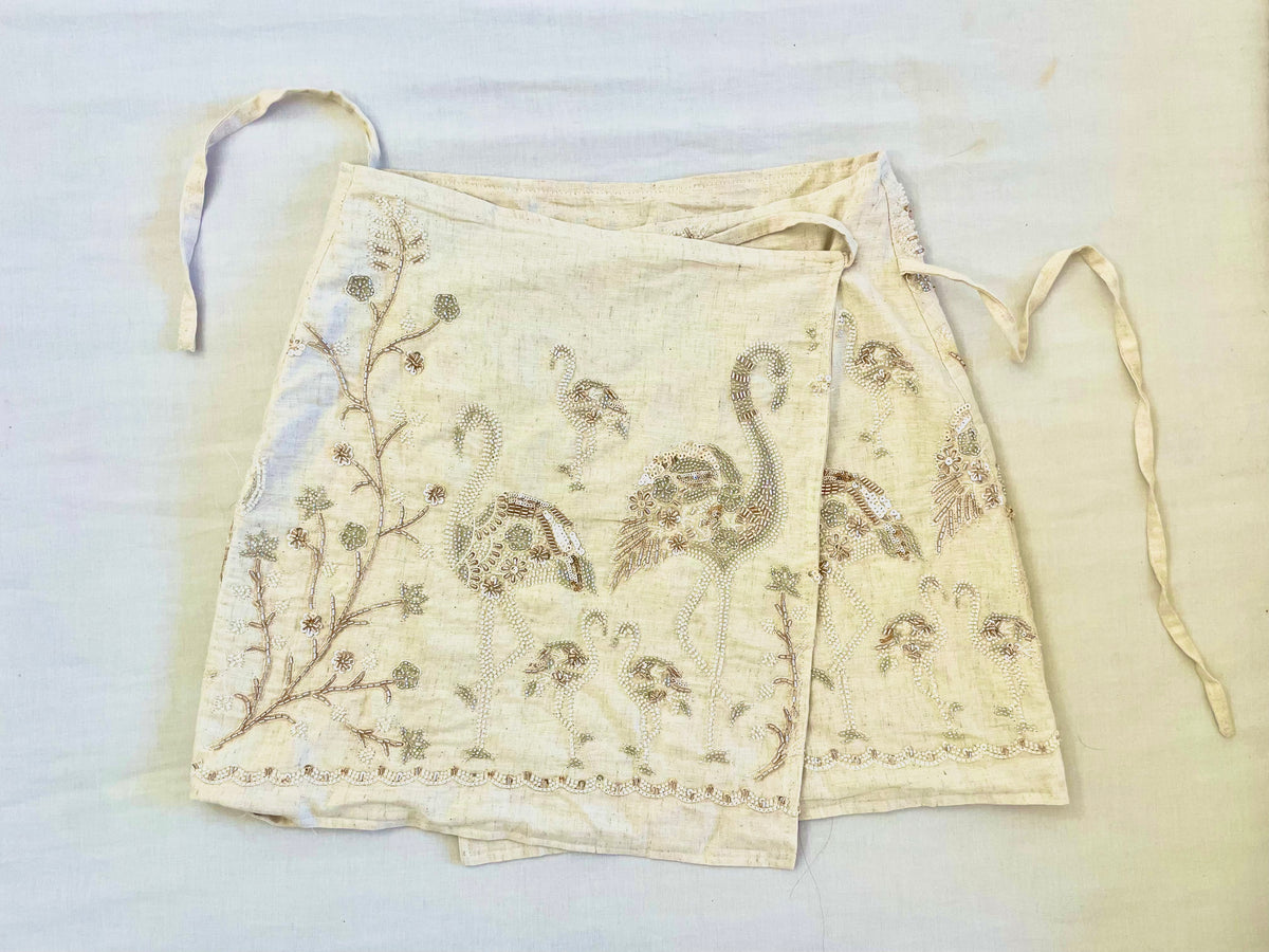 Flamingos rose gold embroidered Skirt