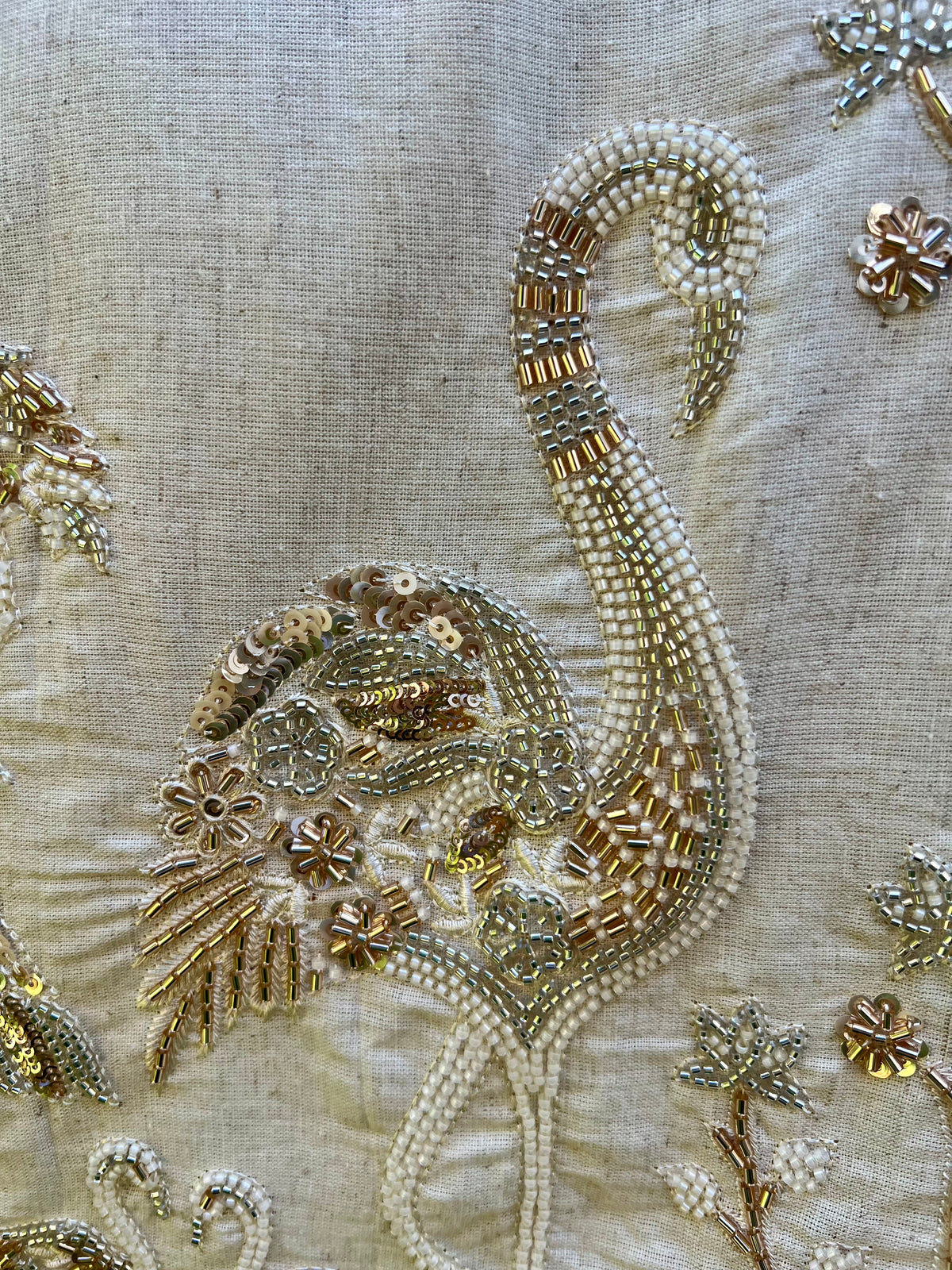 Flamingos rose gold embroidered Skirt