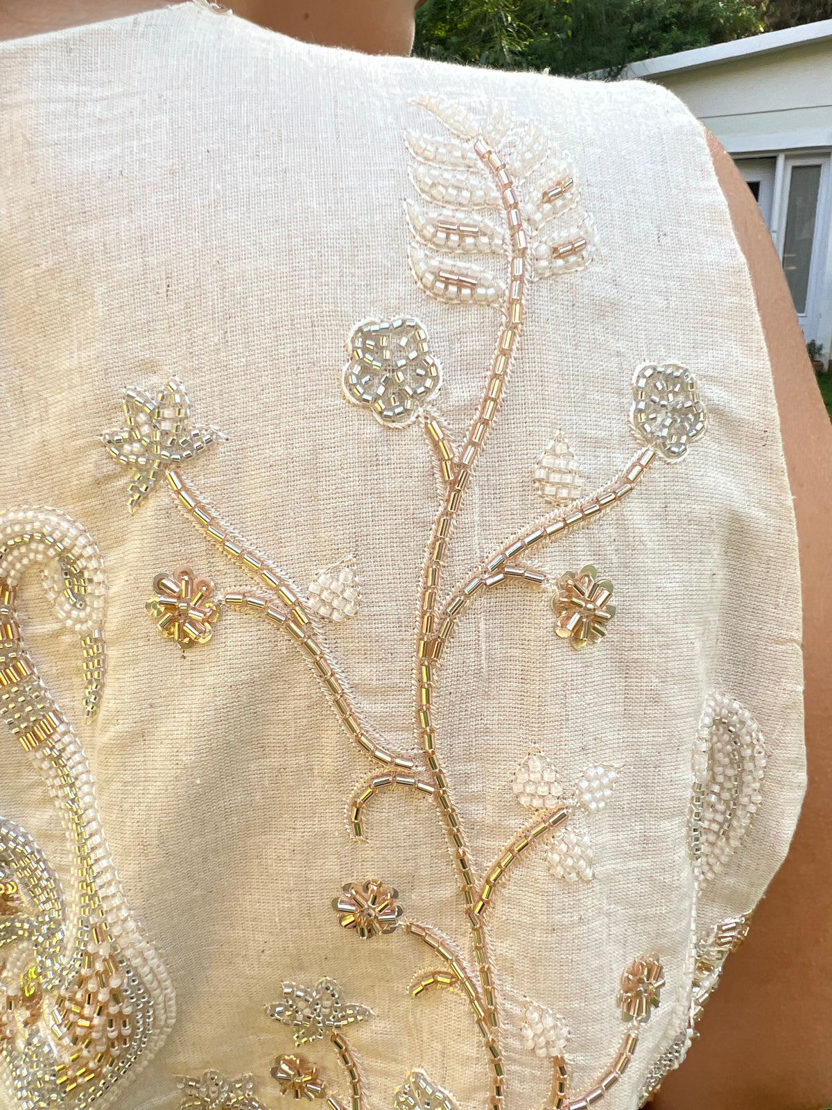 Flamingos rose gold embroidered Vest