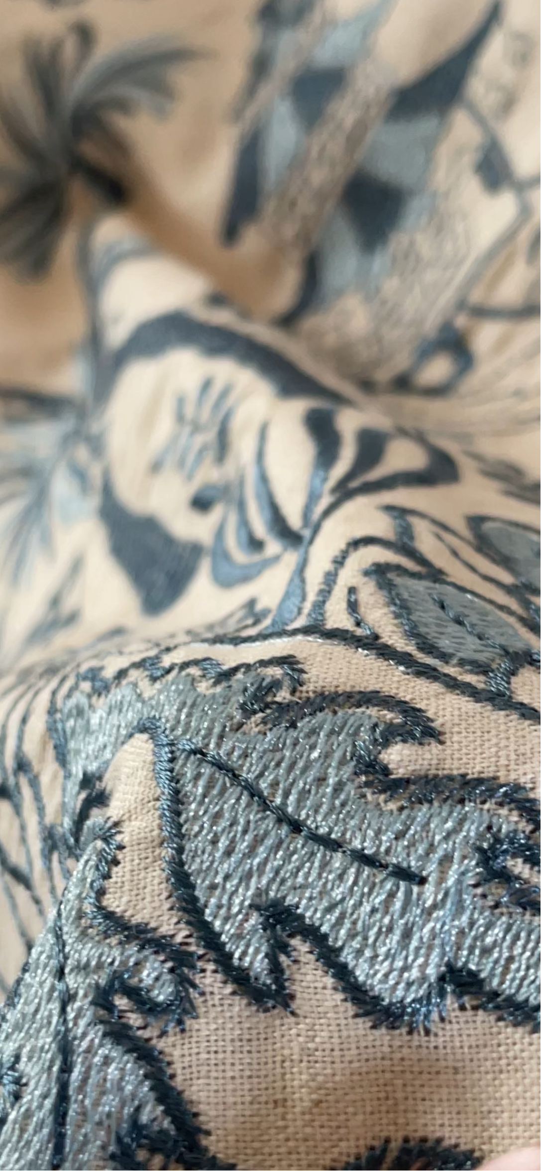 Navy and blue Embroidered Pants