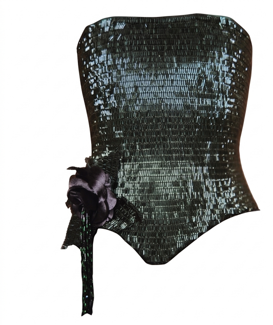 Emerald green sequined corset