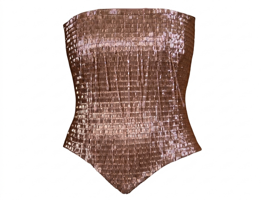 Rose gold sequins and crystals corset with its matching scarf