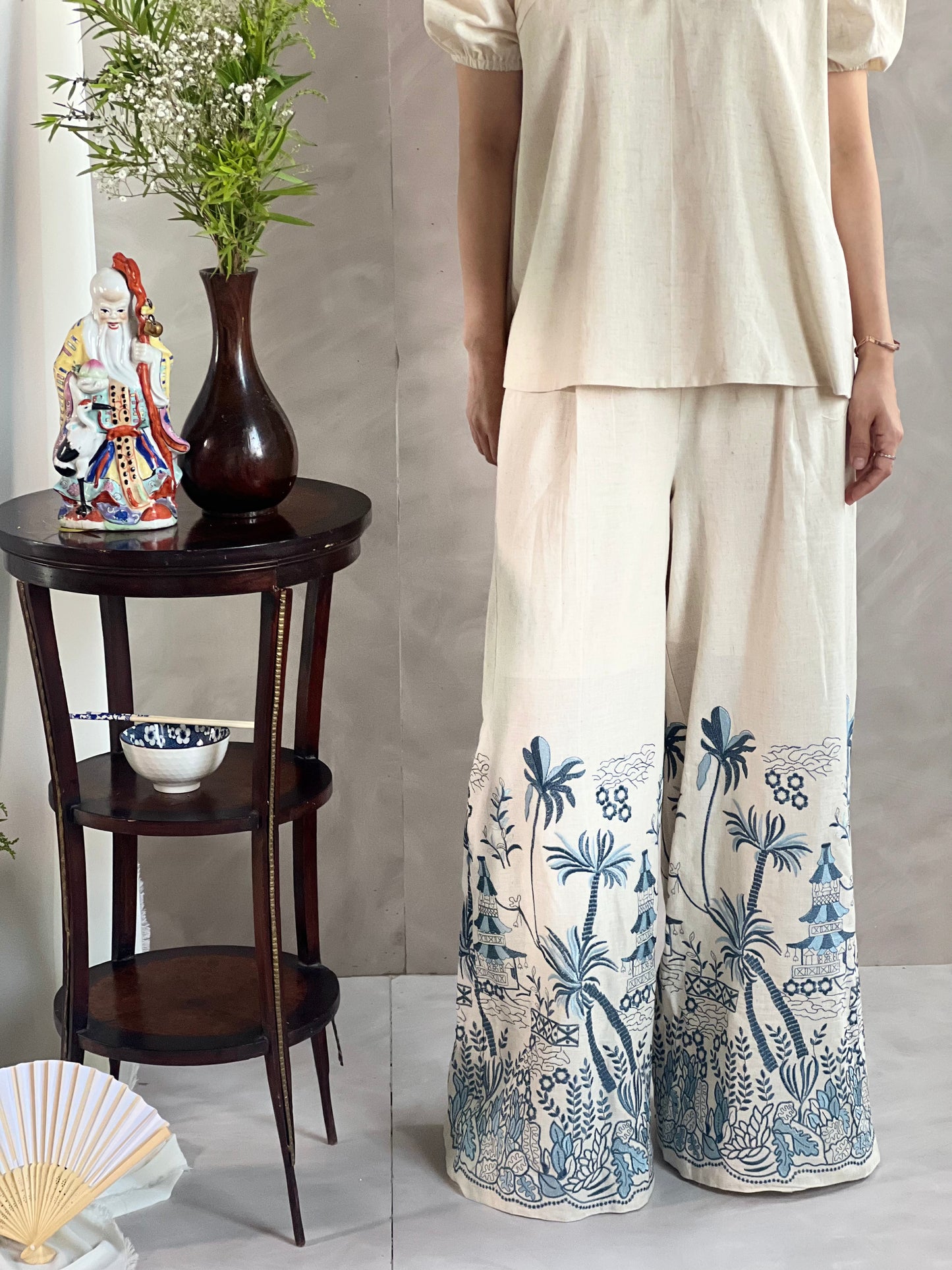 Shanghai Linen set - Navy and Blue