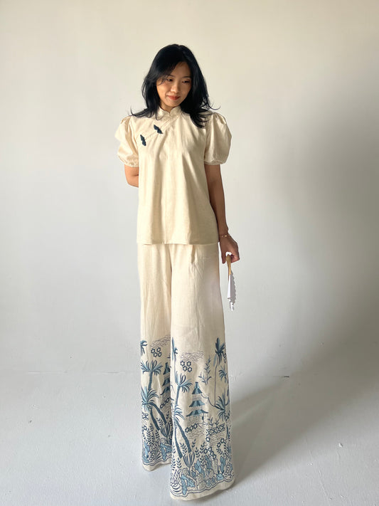 Shanghai Linen set - Navy and Blue