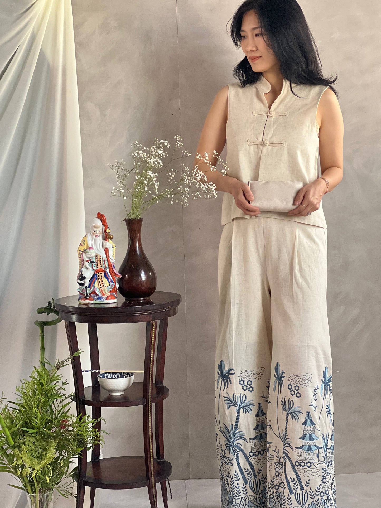 Chinese knots Mandarin collar split vest