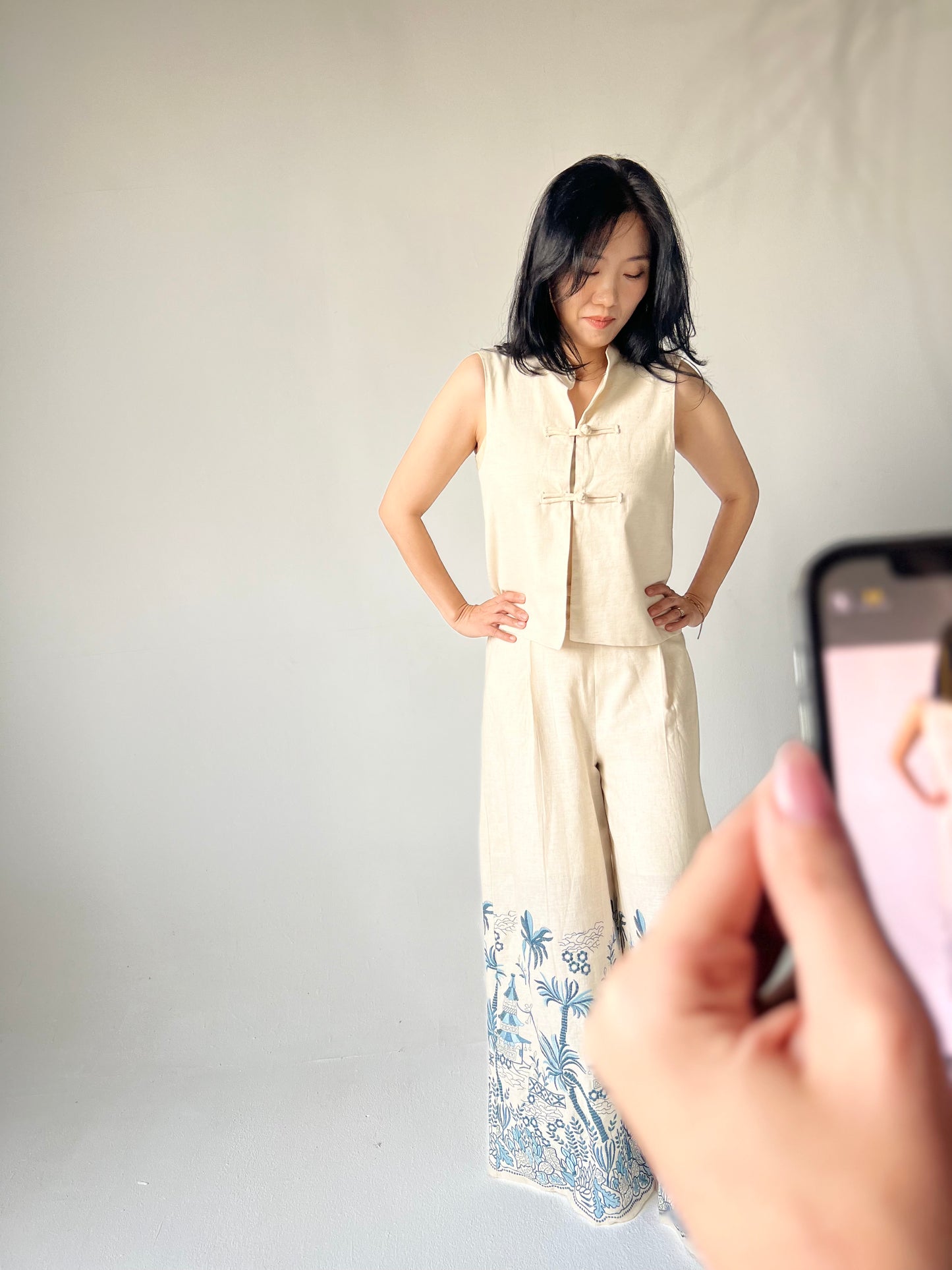 Chinese knots Mandarin collar split vest