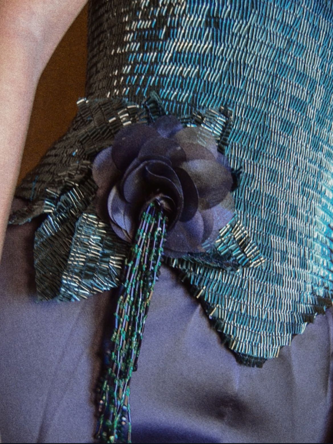 Emerald green sequined corset