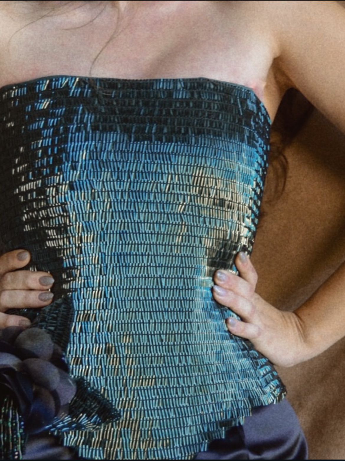 Emerald green sequined corset